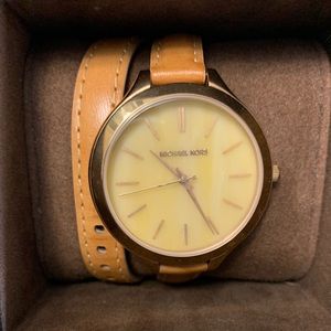 Michael Kors leather wraparound watch